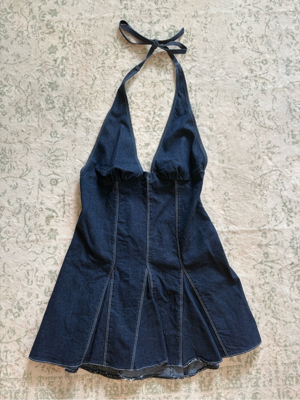 Urban Outfitters Dark Blue Denim Halter Mini Dress